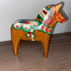 Vintage Nils Olsson Handcrafted Natural Wood Swedish Dala Horse